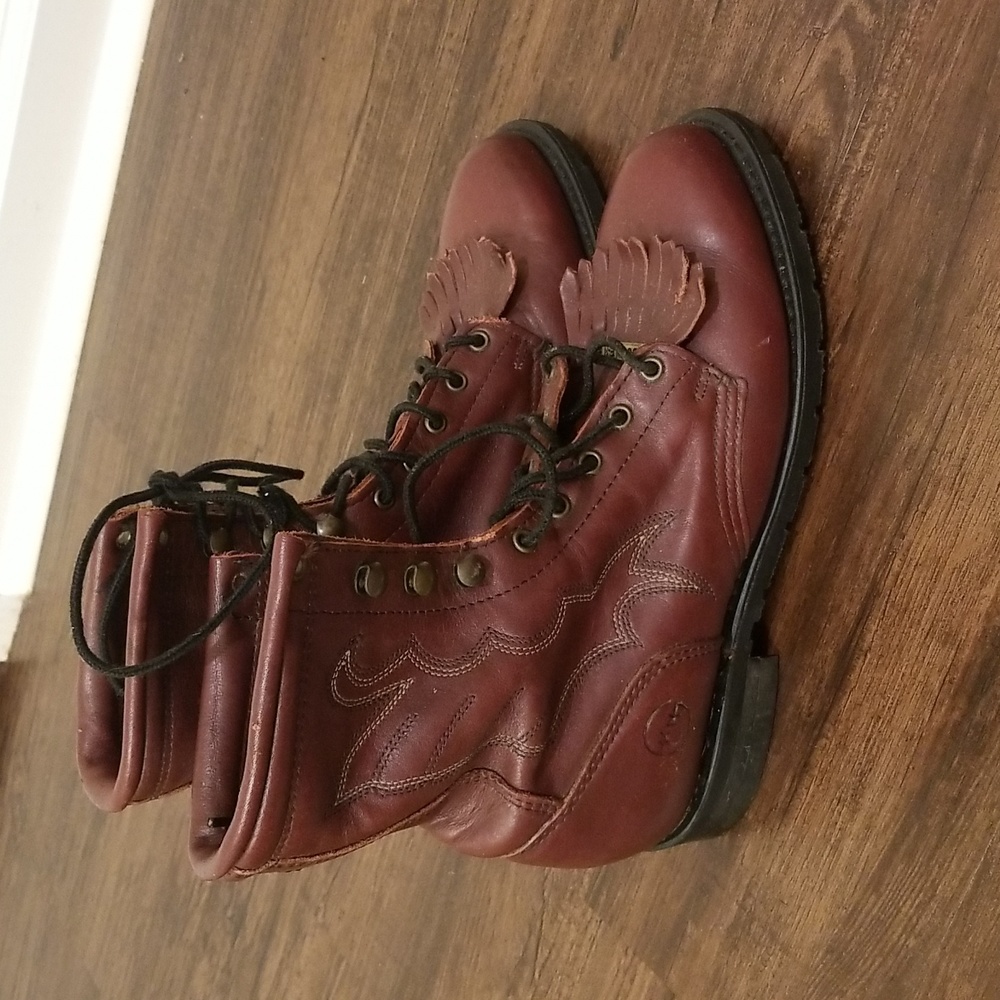 Vintage Double H Brown Lacer Packer Boots Size 7